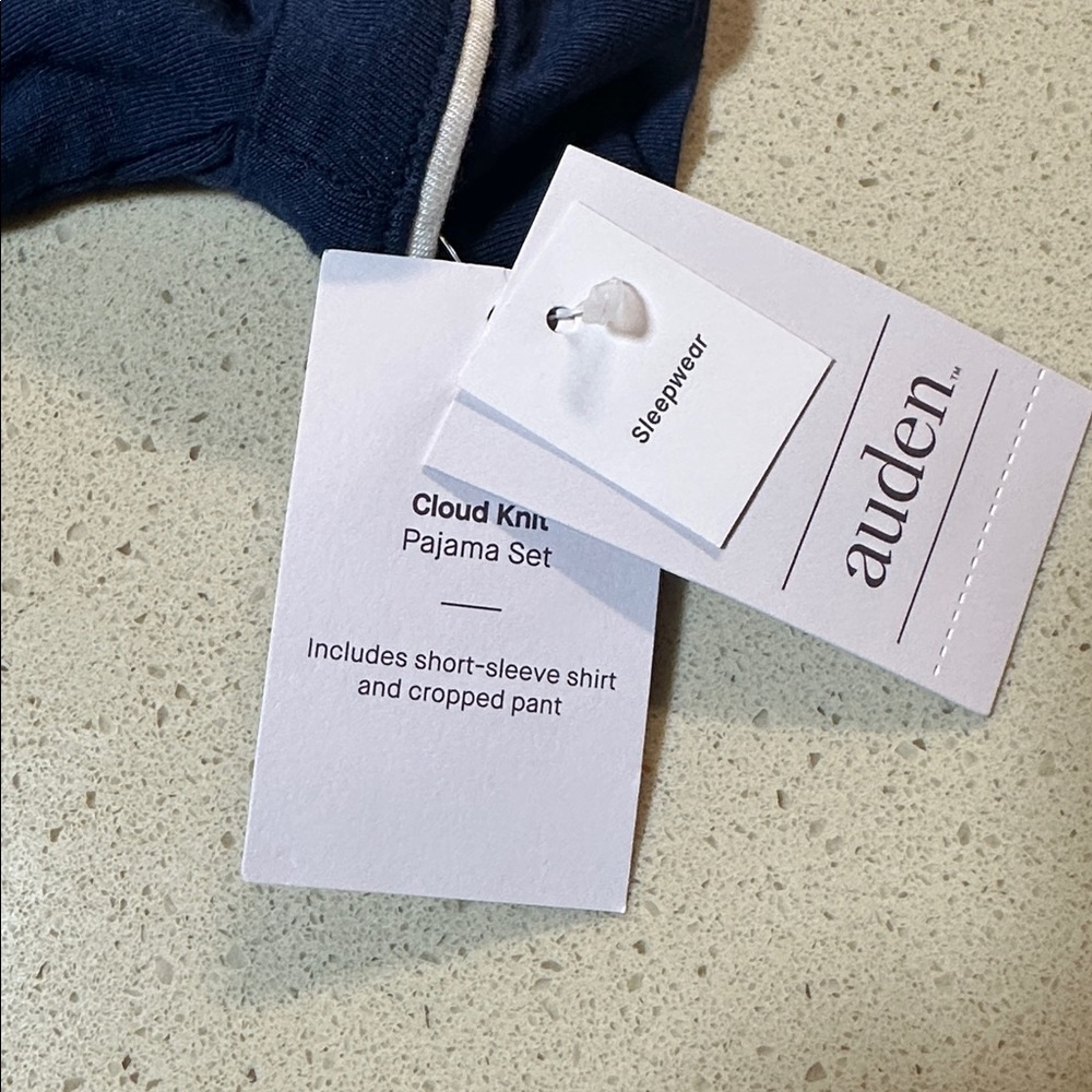 Auden Cloud Soft Navy Notch Collar Button Down Sleepwear Set NWT - Picture 5 of 9